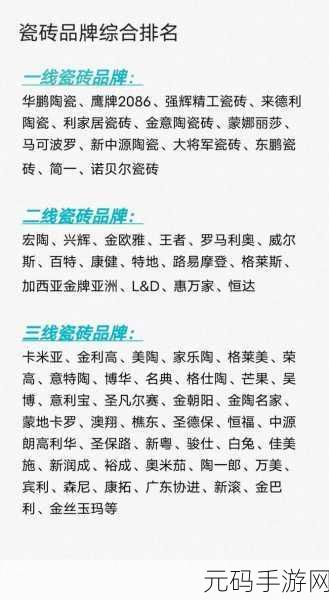 国产瓷砖一线二线三线品牌有哪些:1. 国内一线瓷砖品牌的市场优势分析