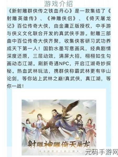 新射雕群侠传之铁血丹心,深度攻略解锁武林绝学,助你称霸江湖!