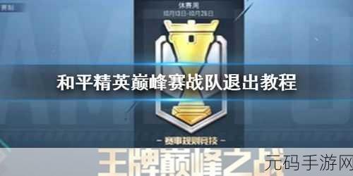 和平精英巅峰赛战队创建全攻略，打造你的荣耀之师