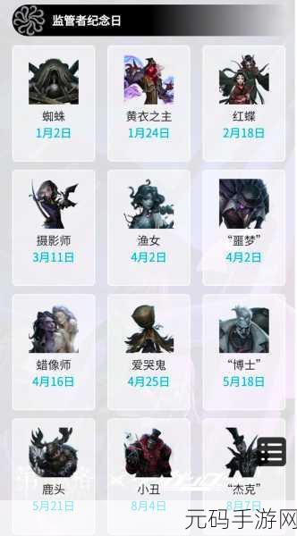 第五人格监管者上线全揭秘,顺序与特色大梳理
