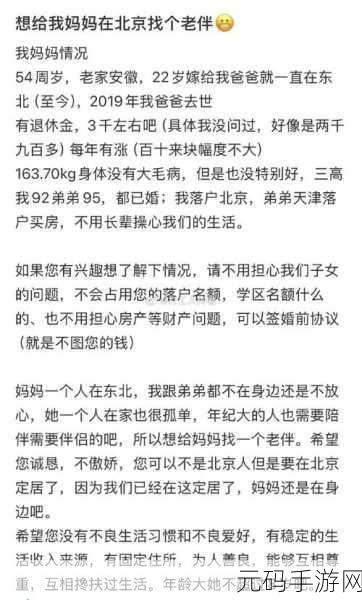 东北阿姨找老伴的明白账：1. 东北阿姨的幸福征途：寻找爱情新伴侣