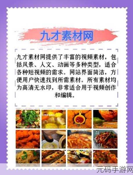 成品人视频推荐素材网站：1. 成品人视频推荐：探索创意无限的素材世界