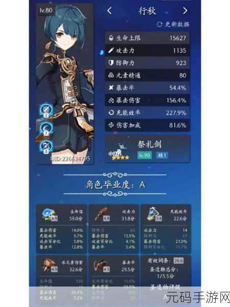 原神行秋毕业面板揭秘，副C属性毕业标准全解析
