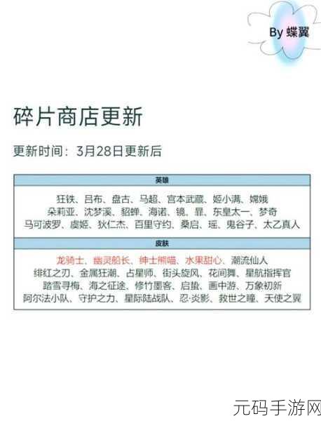 王者荣耀碎片商店即将迎来新一轮更新，玩家期待满满