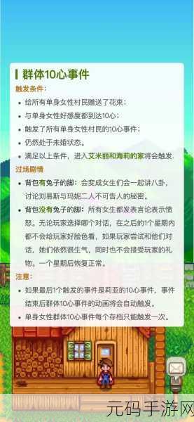 星露谷物语浪漫升级,揭秘潘妮八心剧情触发秘籍