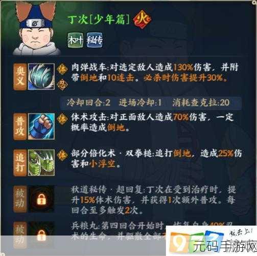 火影忍者OL丁次少年篇，技能深度剖析与实战攻略