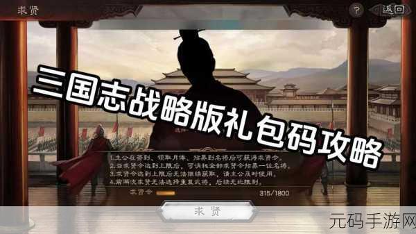 三国志战略版礼包码使用全攻略，解锁海量福利，助力称霸三国