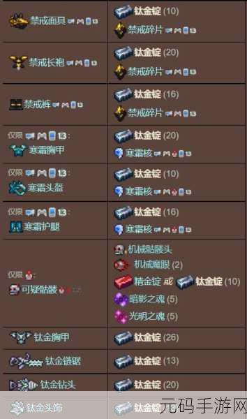 泰拉瑞亚手游,精金套装打造全攻略