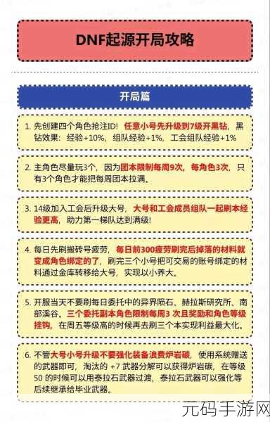 地下城与勇士起源，等级飙升秘籍全解析