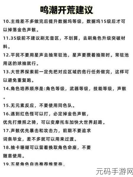 鸣潮新手开荒秘籍，畅玩指南与流程全解